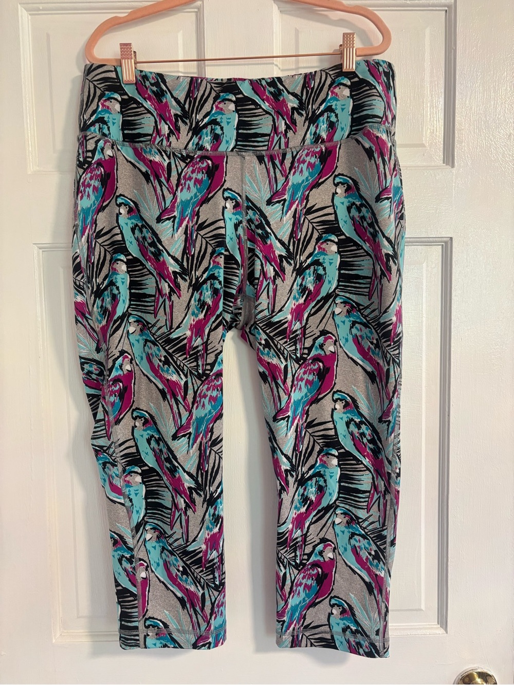 ZELOS Tropical Parrot Capri Leggings Size 2X